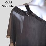 Established 1962 black evening dress with sheer cold shoulder design. Sparkle Black Size undefined Photo 3