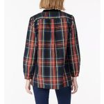 J.Crew  Plaid Tunic Top‎ Small Black Red Velvet Trim Long Sleeve Preppy Classic Photo 1