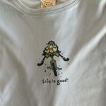 Life is Good Tech SS Tee Sz M Blue Crewneck Happy Biking Logo Novelty Shirt Photo 1