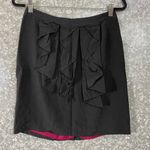 Anthropologie Odille  Black Ruffle Front Straight Skirt - Size 8 - Pink Lining Photo 0