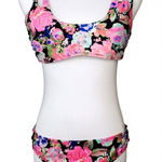 No Boundaries  Pink Black‎ Floral Bikini Swim 2pc Swimsuit LARGE Beach Cruise Photo 0