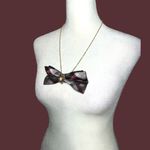 “Dainty Dapper” Plaid Bow Tie Necklace with cameo adornment Red Photo 6