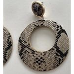 vintage Snake Skin Dangle Drop Earrings Animal Print Quality Sz 3” Brown Photo 8