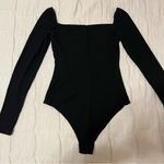 Reformation Black Long Sleeve Square Neck Ribbed Bodysuit Photo 6