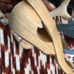 RARE Y2K Vintage Skechers Somethin’ Else Chunky Platform Cut out Buckle Sandals Wedges Heels Open Peep Toe Boho Beach Measurements in pics Blue Size 7 Photo 4