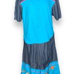 Vintage 90s Southwestern Appliqué Denim Button Up Shirt Gaucho Pants Set Medium Blue Photo 1