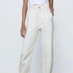 ZARA High Waisted Cropped Paperbag Baggy Jeans White Women's Size US 8 Photo 1