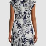 Milly $375  Women's Blue Maxwell Palm Leaf-Print Cap-Sleeve Dress Size 8 Photo 2