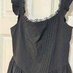 Black Mini Corset Square Neck Ruffle Sleeve A Line Lace Hem Gothcore Dress Large Photo 4