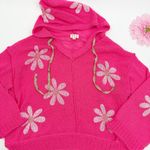 POL  Clothing Lucia Floral Daisy Loose Knit Hooded Sweater Boho Bohemian Coastal Photo 6