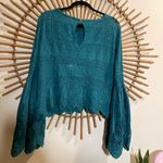 Free People Once Upon A Time Teal Lace Knit Bell Sleeve Top Fairy Boho Photo 12