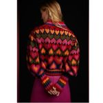 Farm Rio  Full Of Hearts Jacquard Sweater Rainbow Wool Blend Juliet Sleeves XS Photo 6
