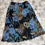 American Vintage Y2K 90s floral retro midi skirt stretch pull on size large black blue boho Photo 0