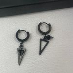 Spike Dangle Drop Earrings for Men Women Streetwear Punk Hip Hop Unisex Style Black Photo 3