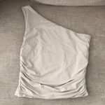 Abercrombie & Fitch  One Shoulder Ruched Side Stretchy Tank Top Small Stone Taupe Photo 6