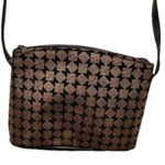 Vintage gold and black leather crossbody bag. 8x5 with‎ 24in strap. Photo 0