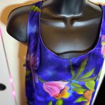 Longitude  Blue Tropical Flower Vintage Mesh Dress / Coverup Large Photo 2
