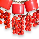 Womens Chunky Beaded Choker Necklace Statement Fashion Jewelry Red Gold Tone Photo 3