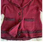 Karl Lagerfeld  Blazer Womens Small Red Fringe Detail Jacket‎ Wool Blend Photo 3