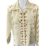 Voir Collection Cream Polka Dot Long Sleeve Button Down Shirt Blosue Top Size M Size M Photo 0