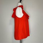 Old Navy  Linen Blend Ruffled V-Neck No-Peek Button-Front Blouse Top Photo 4