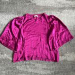 Nation Ltd  Blouse Womens XL Shirt Donna Bell Sleeve Top Miss Magenta Silky Satin Photo 6