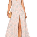 Lovers + Friends  Wrap Maxi Dress Womens 4 Beige Floral Plunge‎ Double V Neck Photo 0