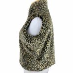 Y2K leopard print faux fur cropped vest Tan Photo 1