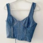 EB Denim Cropped Lace Up Denim Bustier Corset Top Photo 4