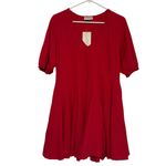 Universal Threads Women’s Red Mini Dress Balloon Sleeve Cotton Rayon NWT Sz XS Fall Christmas Photo 2