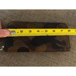 Camo Leather Wallet Zip Around Coin Compartment 4”x8” Brown Black Green EUC Photo 4