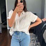 Universal Threads Cream Cotton Plaid Button Down Shirt Photo 3