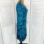 Diane Von Furstenberg  Aggie Freedom Trail Silk Knit Sheath Mini Dress Teal Black Photo 2