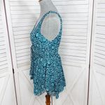 Michael Kors Michael Printed Mesh Peplum Tank Top Turquoise Blue XS Photo 1