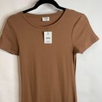 Cotton On NWT Brown Ribbed T Shirt Dress Short Sleeve Slit Sz Medium Photo 8