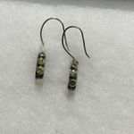 Vintage Peridot sterling dangle hoop earrings. Silver Photo 1