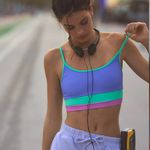 Beach Riot NWOT Eva High Tide Color Blocked Bikini Top Photo 2