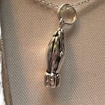 Sterling silver necklace praying hands pendant 18" chain NEW Photo 2