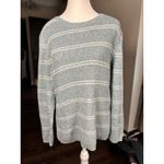Talbots ‎ Sweater XL Petite Light Teal Blue Striped  Top Pullover Zip Back Cotton Photo 3