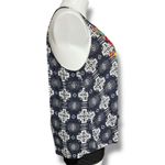 Savanna Jane Womens Tank Top Shirt Geo Print Embroidered Floral Print 1X Blue Photo 2