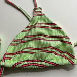 Aerie Shine Rib String Triangle Bikini Top NWT Pink Green Striped Photo 5
