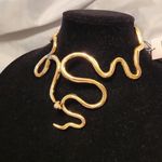 Gold Snake Choker Collar Hinge Necklace Happily Grey Abstract Avant Garde NWT Photo 2