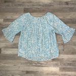 Counterparts  Blue Floral Lightweight Smocked Blouse 3/4 Sleeve S40 Photo 4