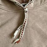 POL  Hoodie Sweatshirt Womens Medium Peach Tan Oversized Crop Boho Ripped Photo 2