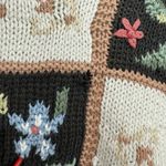 Beldoch Popper Vintage Floral Granny Chic Knit Cotton Sweater Size Medium Black Photo 4