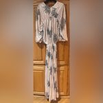 ZARA Wrinkled Effect Printed Satin Maxi Dress in Ecru & Sage Green Size Medium Photo 14