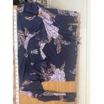 IZOD Vtg Cotton Purple Floral Print Long Sleeve Ruched Neck Top Blouse M Y2k Photo 5