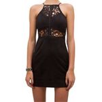 J.O.A. π.π Black Faux Suede Cutout Bodycon Dress Photo 3