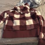 The North Face Plaid Sherpa Jacket - Burgundy and Cream Photo 3