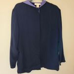 Doncaster  Navy Silk Hooded Jacket Photo 0